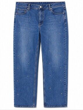 Le Chateau Denim Straight Ankle Jeans with Stud Details Sz 18